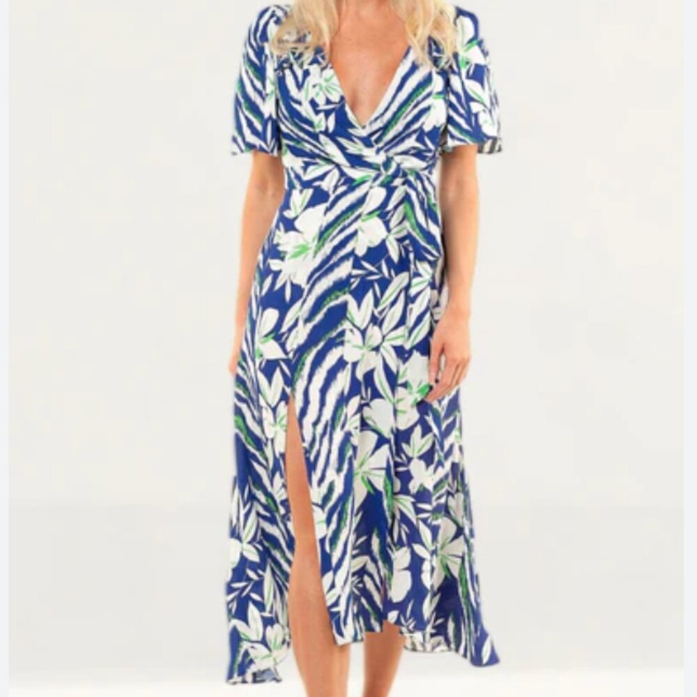 French Connection Blue Floral Dress SZ 6